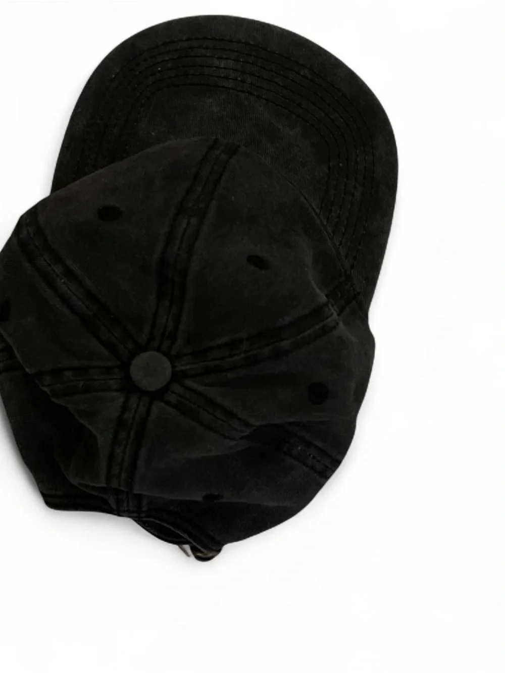 Black Washed Cotton Dad Hat Baseball Cap Adjustable Vintage Distressed NWT